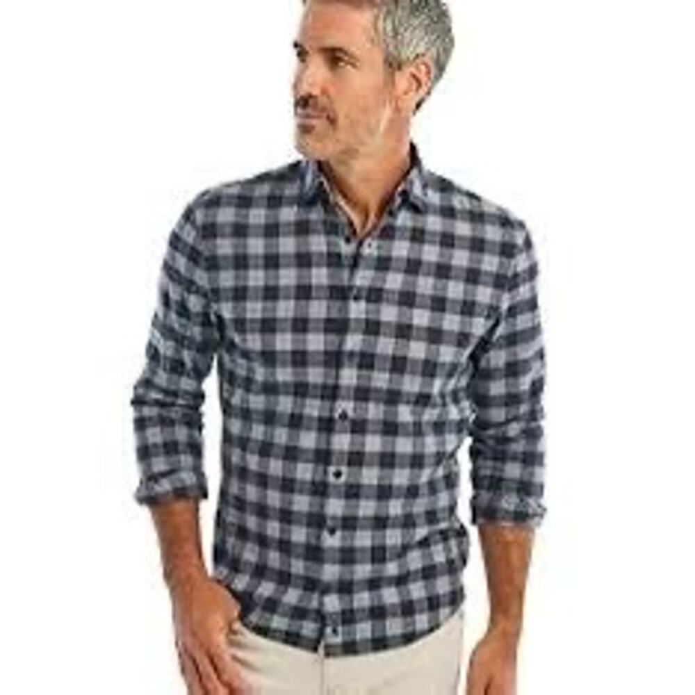 Johnnie-O Men's Brian Hangin Out Button Up Shirt Twilight Blue Size XL